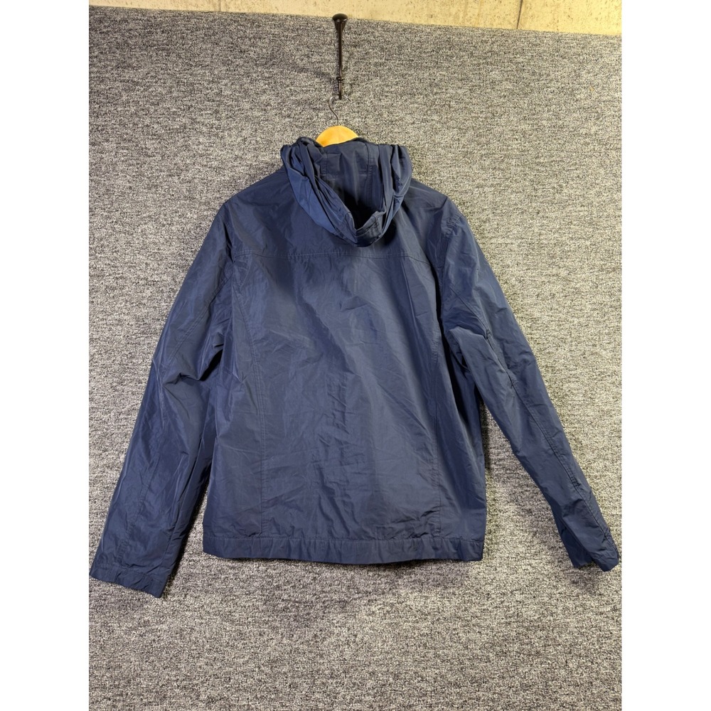 Tommy Hilfiger Mens Navy Blue Windbreaker Jacket Stowaway Hood Large L